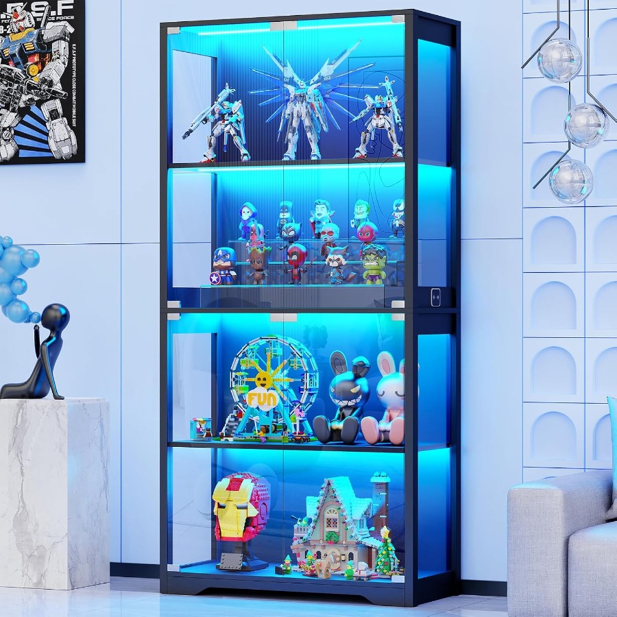 Glass Cabinet Display - ガラス扉付きの陳列キャビネット、4段式陳列ケース