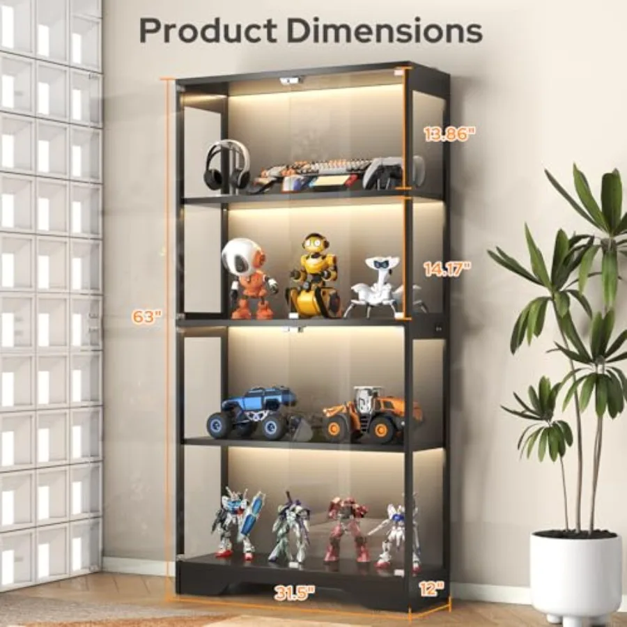 コレクションや美術書を収納できる、ガラス扉付きの展示キャビネ - Glass Cabinet Display のレビューと価格