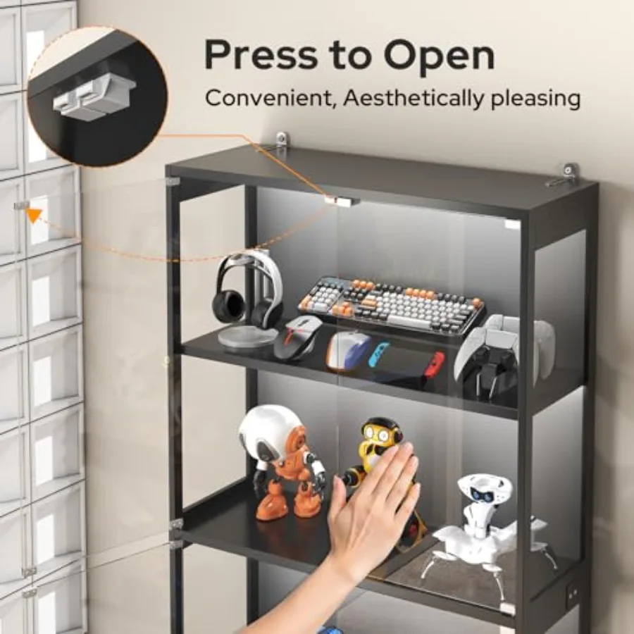 コレクションや美術書を収納できる、ガラス扉付きの展示キャビネ - Glass Cabinet Display のレビューと価格