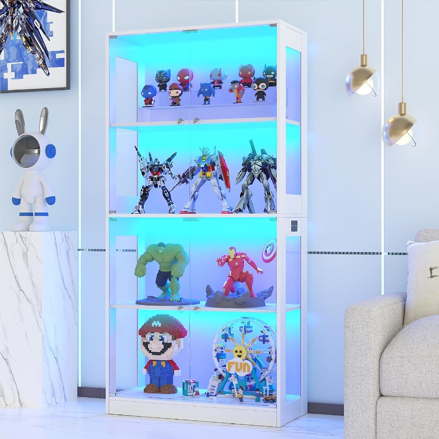 65インチのガラス扉付きディスプレイキャビネット、4段式ディ - Glass Cabinet Display のレビューと価格