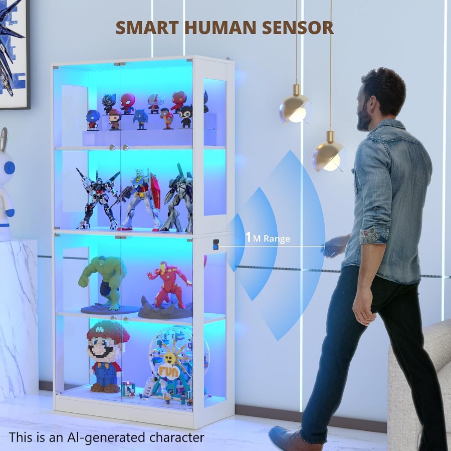 65インチのガラス扉付きディスプレイキャビネット、4段式ディ - Glass Cabinet Display のレビューと価格