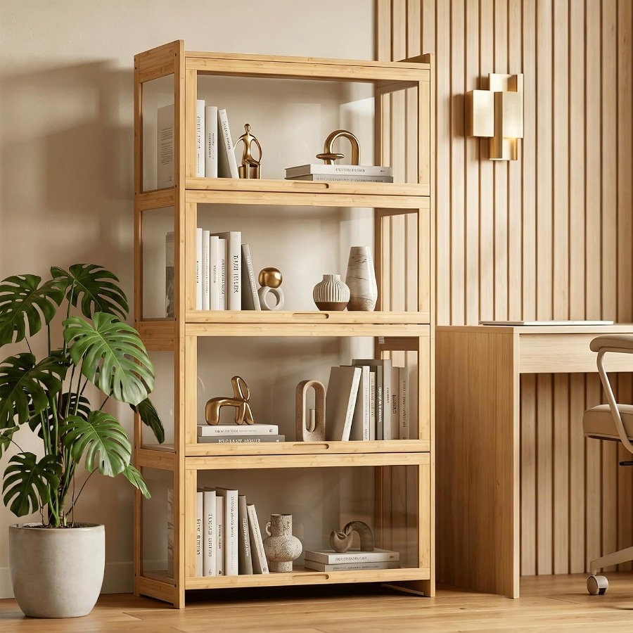 跳ね上げ式の扉が付いたショーケース、高さ55インチ。 - Glass Cabinet Display のレビューと価格