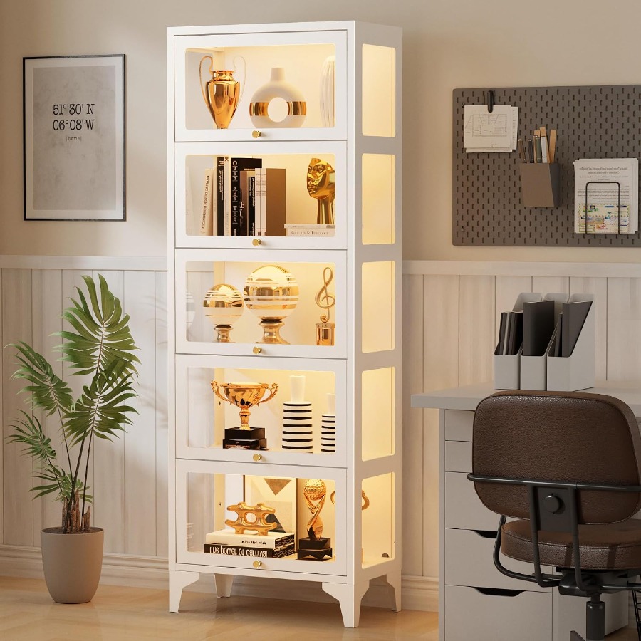 LEDライト付きガラス製ショーケース、67インチの展示用キャ - Glass Cabinet Display のレビューと価格