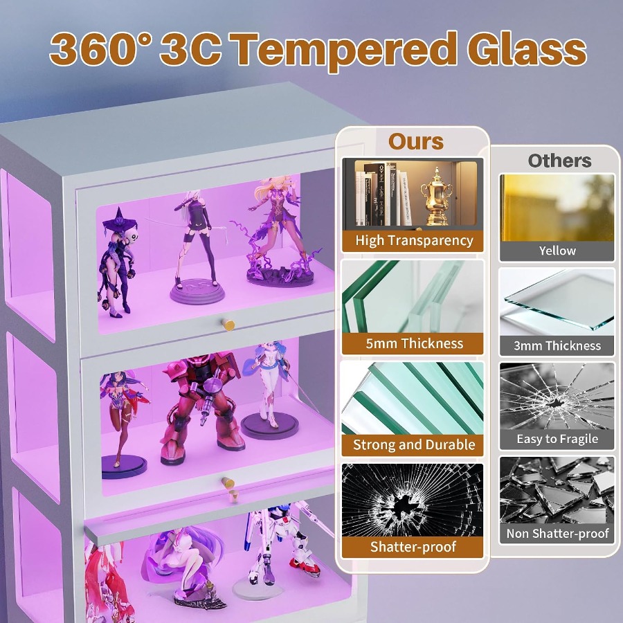 LEDライト付きガラス製ショーケース、67インチの展示用キャ - Glass Cabinet Display のレビューと価格