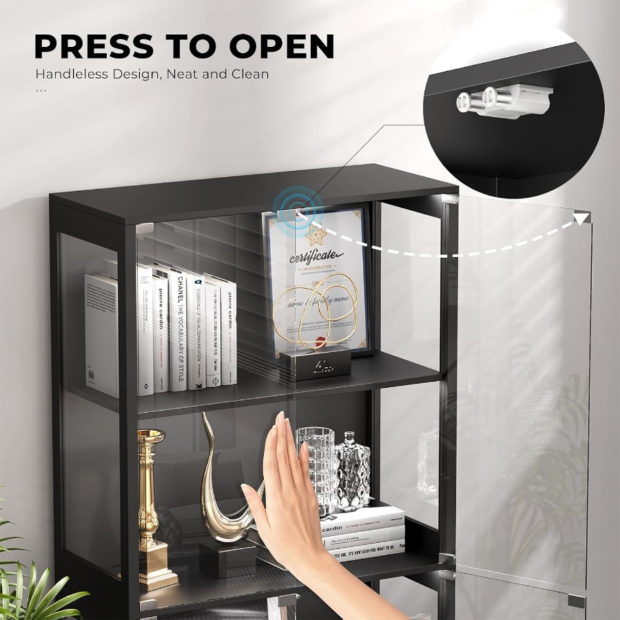 ガラス扉付きの陳列キャビネット、4段式陳列ケース - Glass Cabinet Display のレビューと価格