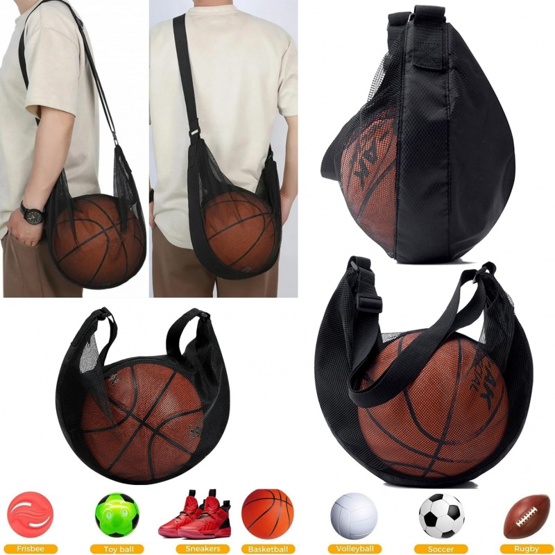 1/2個 メッシュ製シングルボール収納バッグ 耐破れ性 クロ - Basketball Arcade Game のレビューと価格