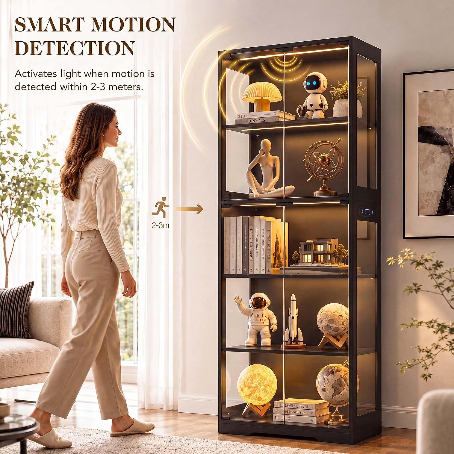 65インチのガラス扉とLEDライト付きディスプレイキャビネッ - Glass Cabinet Display のレビューと価格